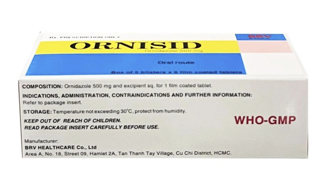 Ornisid 500mg điều trị nhiễm khuẩn do vi khuẩn, nhiễm ký sinh trùng (5 vỉ x 6 viên) - 3